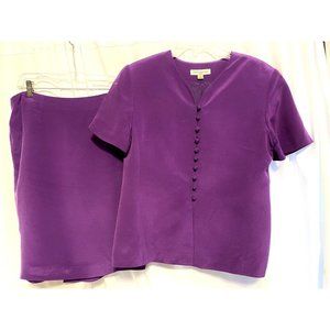 Amanda Smith Vintage Silk Purple Suit (straight Skirt And Jacket), 12P Lined